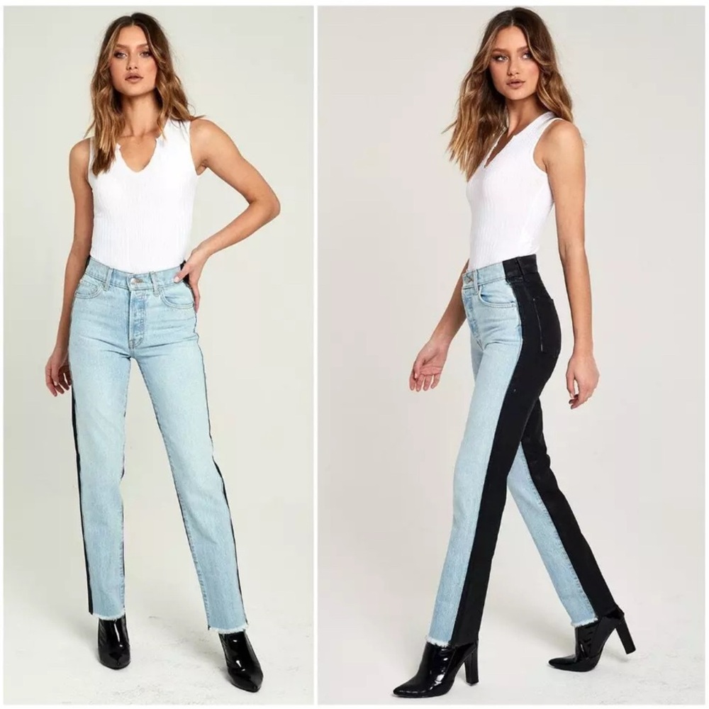 NWT Revice Jeans Exboyfriend Harlow Wash Two Tone High Waist Retro Jeans Size 32